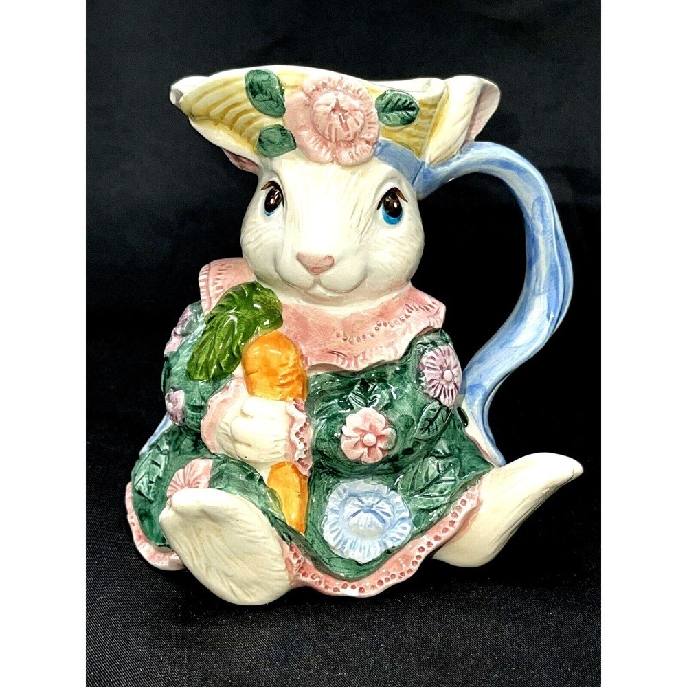1991 Fitz & Floyd Bloomers Rabbit Bunny Creamer Small Pitcher F&F Fritz Vase